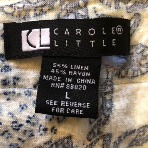 Carole Little Blue Paisley Sleeveless Top Linen L - Picture 8 of 10